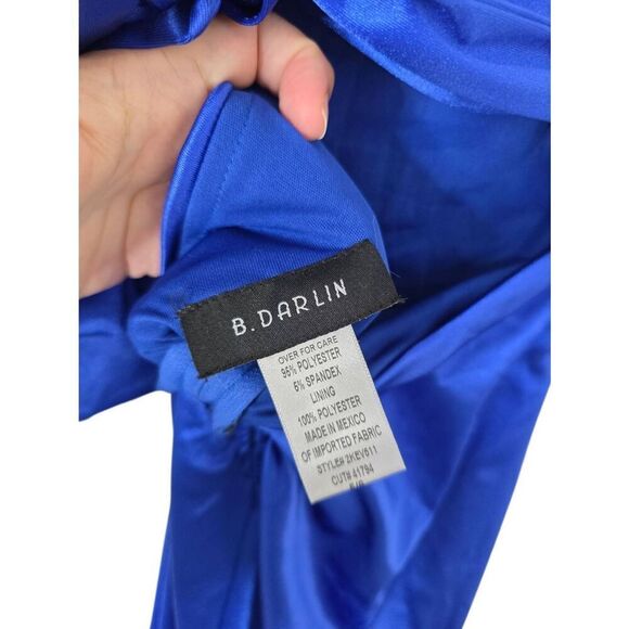 B Darlin Open Back Satin Royal Blue Size 5 Side Slit Maxi Dress NEW - Picture 6 of 9